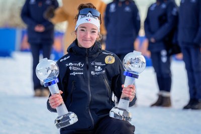 Лу Жанмонно після здобуття дебютного Великого кришталевого глобусу Кубка світу